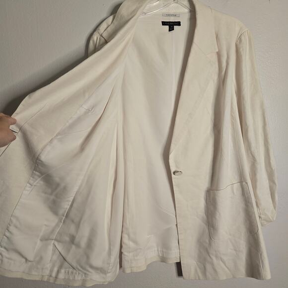 Lane Bryant The Bryant Linen Blend Blazer Size 16 White Summer Office Lagenlook - Picture 6 of 12